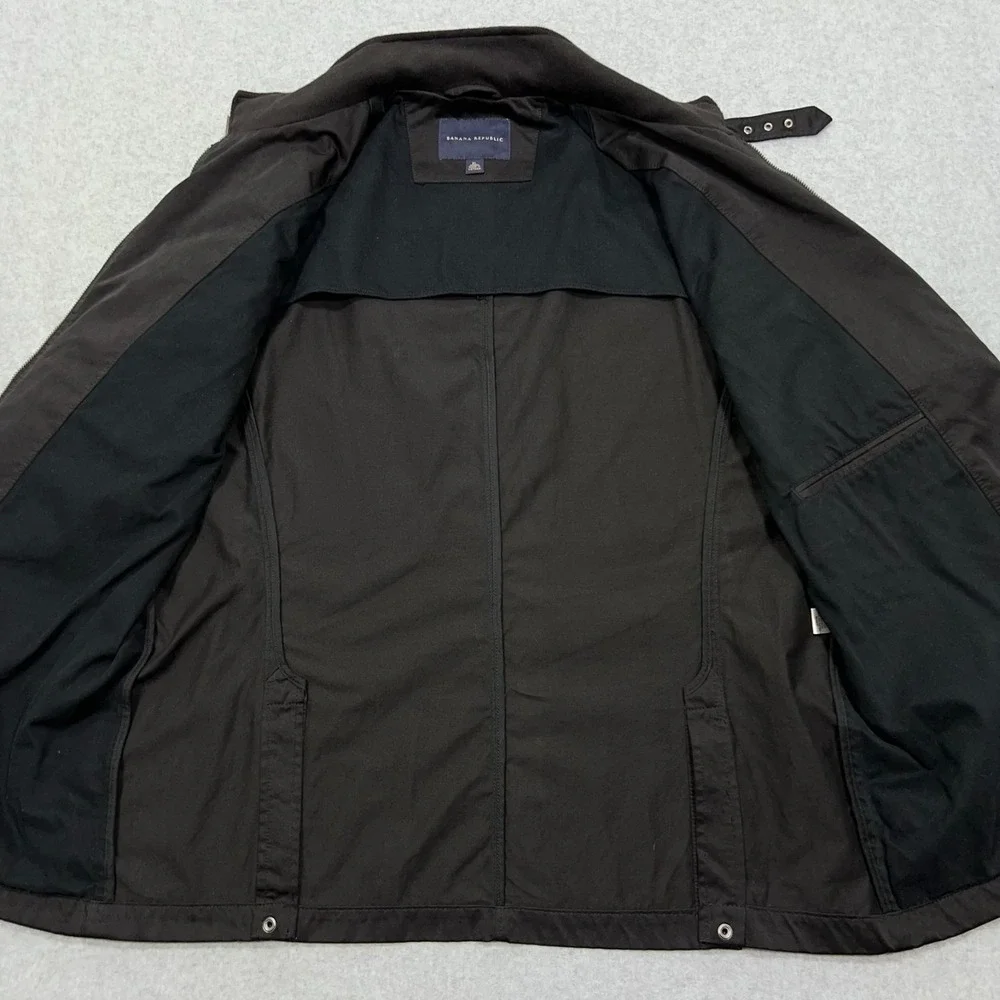 Banana‎ Republic Waxed Field Jacket Men's XL Black Full Zip Chin Strap Chore Y2K